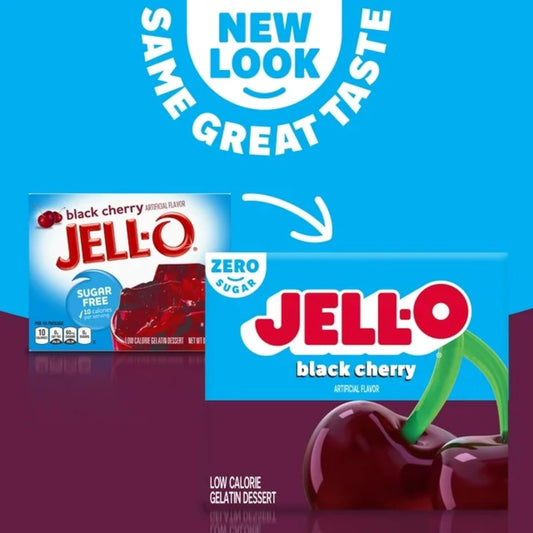 Jell-O Sugar Free Gelatin Variety Pack, Raspberry, Lemon, Lime, and Black Cherry, 0.3 Ounce, 2 of each with By The Cup Mood Spoons