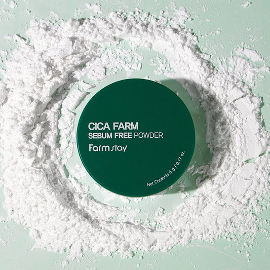 Farmstay Cica Farm Sebum Free Powder 5G- Korean Setting Mild Powder Before Makeup, Setting Powder For Oily Skin, K-Beauty