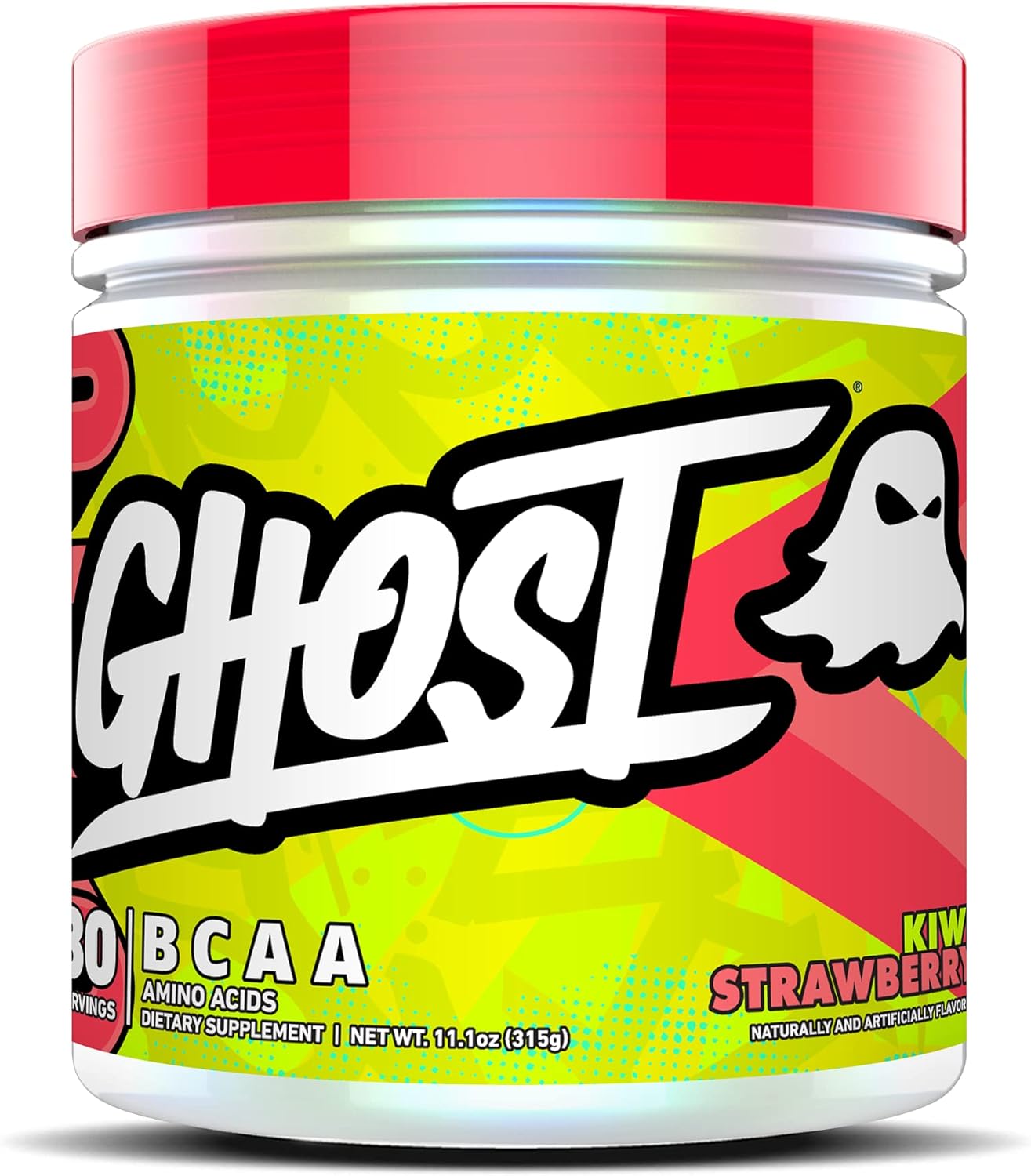 Ghost Bcaa Powder Amino Acids Supplement, Kiwi Strawberry - 30 Servings - Sugar-Free Intra, Post & Pre Workout Amino Powder & Recovery Drink, 7G Bcaa