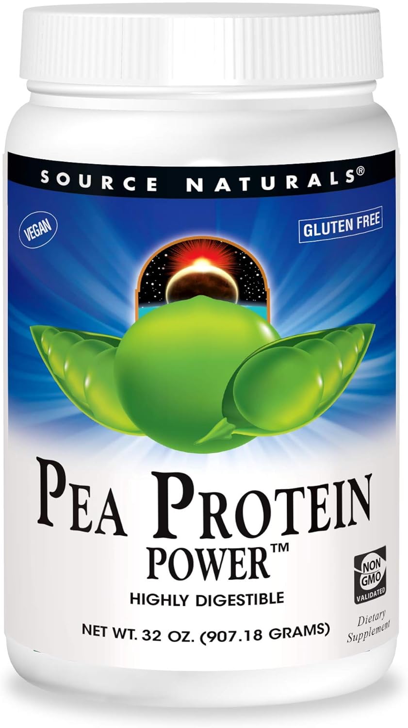 Source Naturals Pea Protein Power Plant-Based Protein Powder - Easy To Digest, Bioavailable, Non-Dairy, Vegan, Non-Gmo, Gluten Free, Sugar Free, Unflavored* - 32Oz