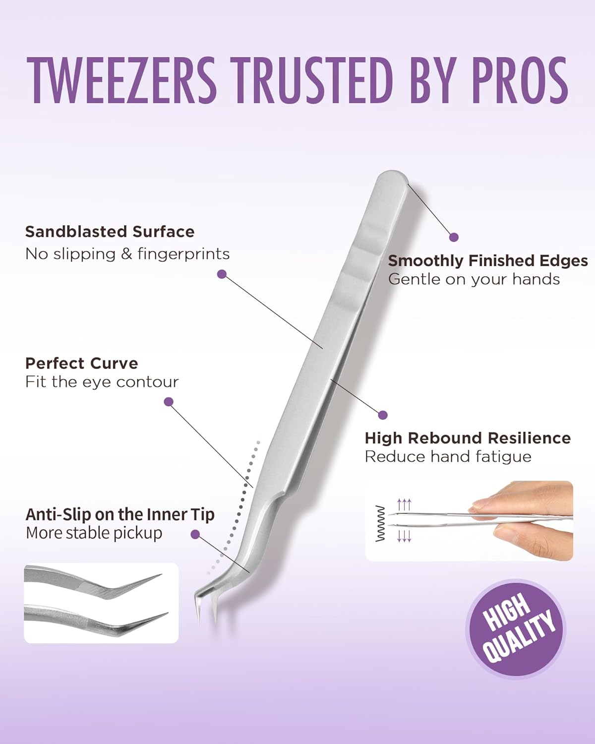 Volume Lash Tweezers Beyelian Lash Tweezers For Eyelash Extensions, Curved L High Precision Tip For Mega Fans, Stainless Steel As09 Silver. : Beauty & Personal Care