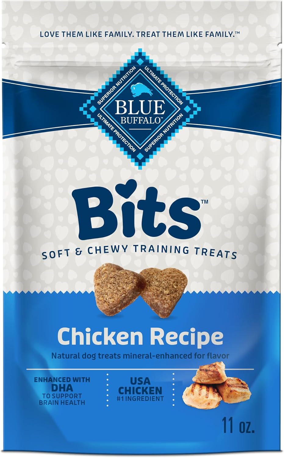 Blue Buffalo Blue Bits Natural Soft-Moist Training Dog Treats, Chicken Recipe 11-Oz Bag