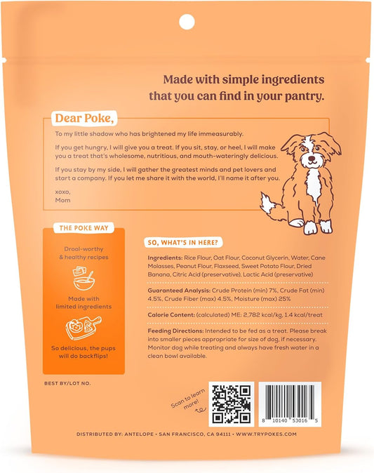 Poke'S P'Nutty For 'Nanas Treats For Dogs, Limited Ingredient & Natural Dog Treats, Wheat-Free & Made In The Usa, Peanut Butter & Banana Training Bites, 6Oz