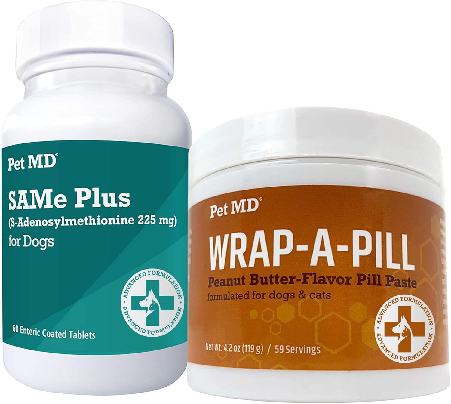 Pet Md Same Plus 225 Mg S-Adenosyl Liver Supplement For Dogs + Wrap-A-Pill Peanut Butter Pill Paste 4.2 Oz