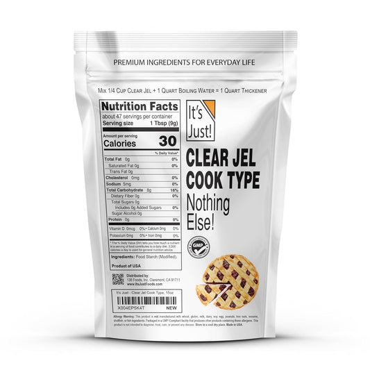 It'S Just - Clear Jel Cook Type, For Baking, Canning, Cooking, Pie Filling, Modified Food Starch, 15Oz, Product Of Usa