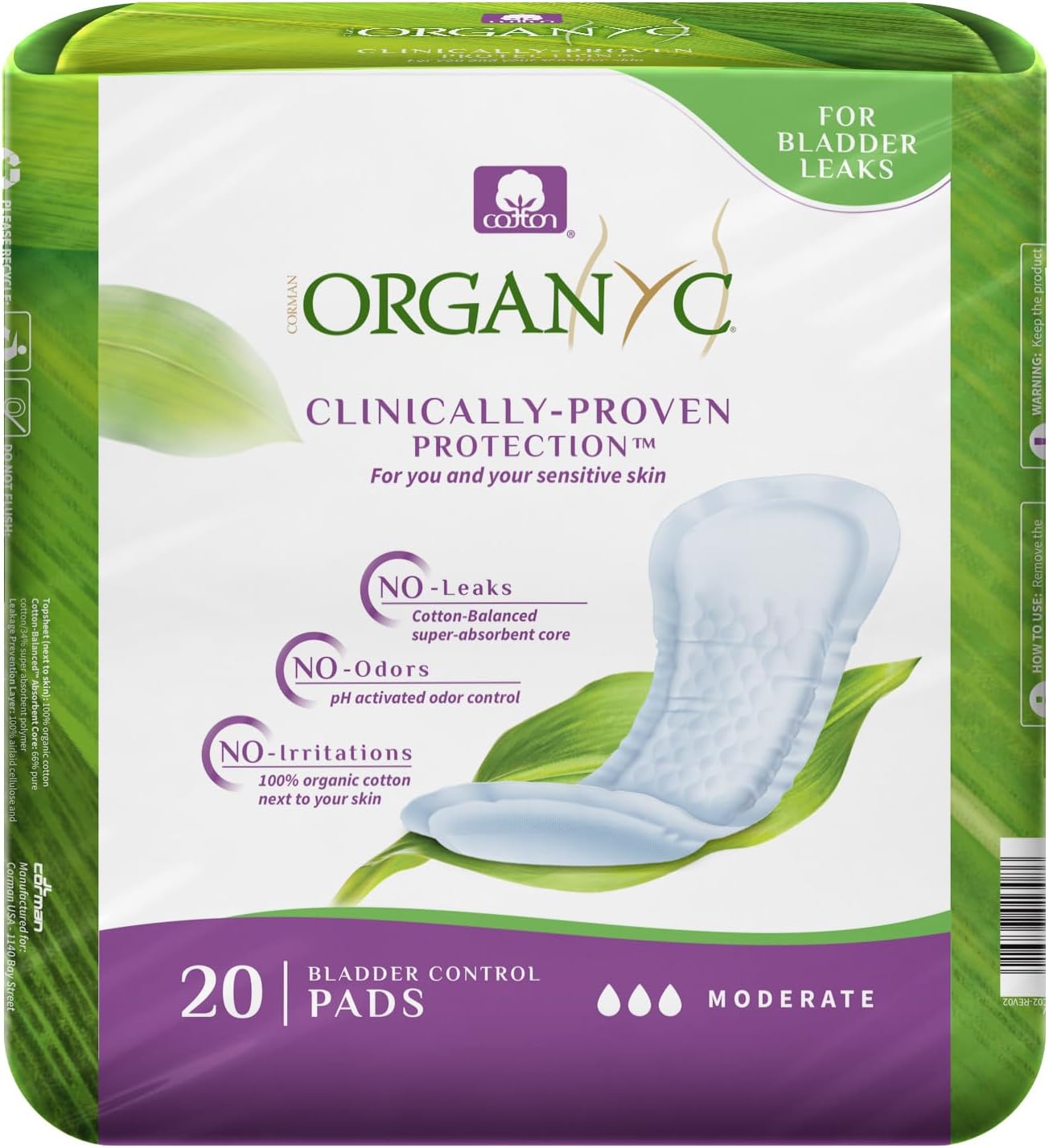 Organyc 100% Organic Cotton Incontinence Pads For Bladder Leaks, Fsa/Hsa Eligible, Maximum Flow, 16 Count…