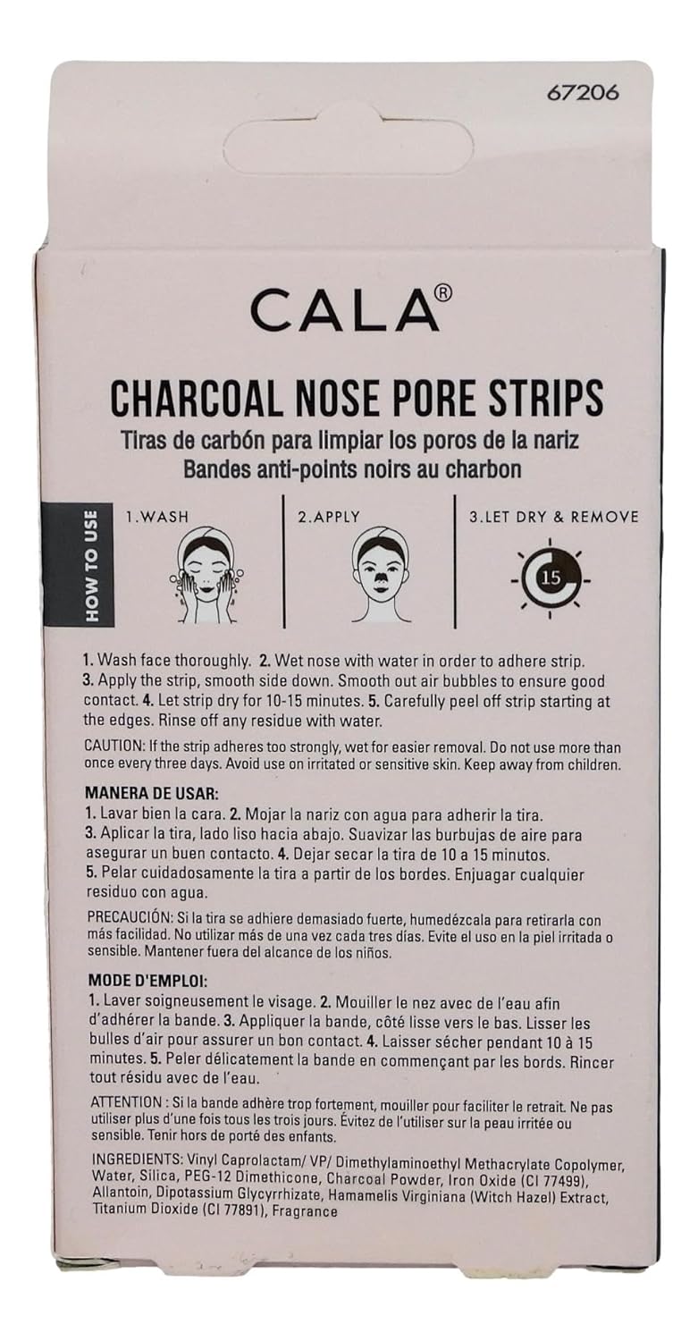 Cala Charcoal Nose Pore Strips 1 Pack,6 Count : Beauty & Personal Care
