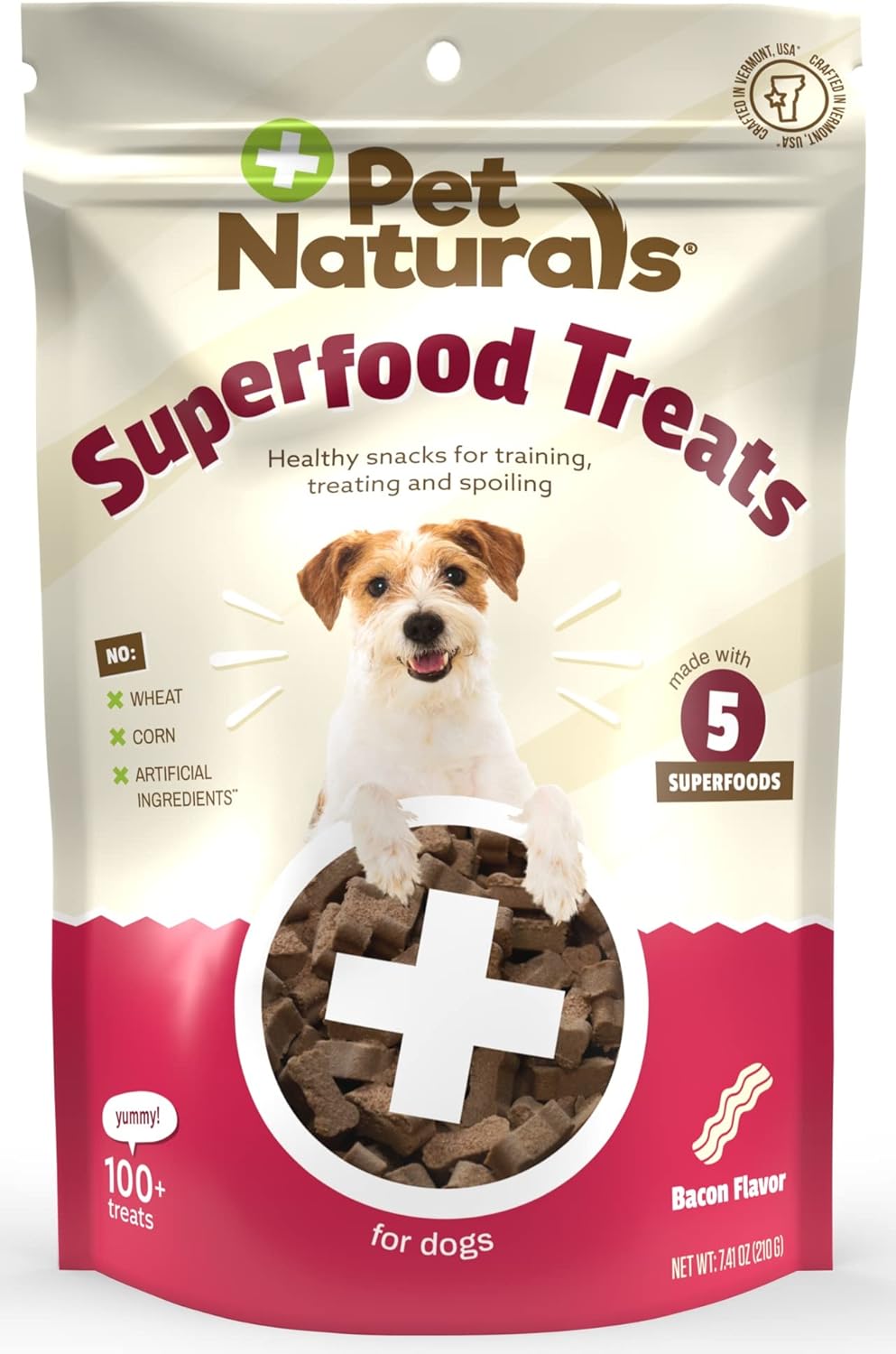 Pet Naturals Superfood Dog Treats With Blueberry And Kale - No Corn, Wheat Or Artificial Ingredients - Bacon Flavor, 100 Chews (Pack Of 1)