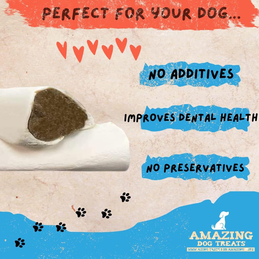 Amazing Dog Treats - Stuffed Shin Bone for Dogs (Bully Stick Flavor, 3-4 Inch - 5 Count) - All Natural Dog Bones : Pet Supplies