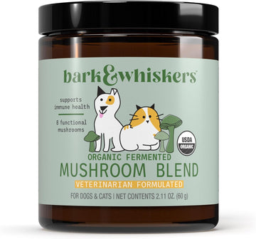 Dr. Mercola Bark & Whiskers Organic Fermented Mushroom Blend - Cat & Dog Supplement - Supports Digestive & Immune Health - Free From Additives, Filler & Gluten - 2.11 Oz. (60 Scoops)
