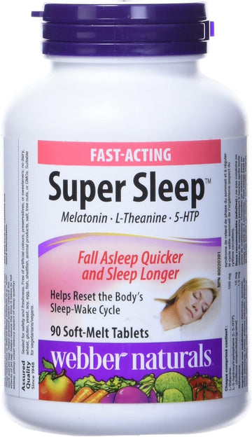 Webber Naturals Super Sleep Melatonin Plus L-Theanine & 5-Htp, 90 Soft-Melt Tablets (1)