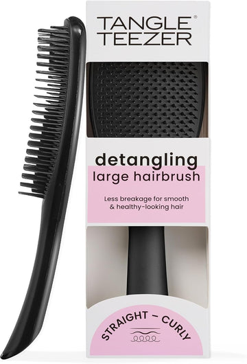 Tangle Teezer | The Large The Ultimate Detangler Hairbrush | Perfect For Long, Thick, Curly & Textured Hair | Two-Tiered Teeth For Gentle Detangling | Reduces Breakage | Ergonomic Handle | Black Gloss