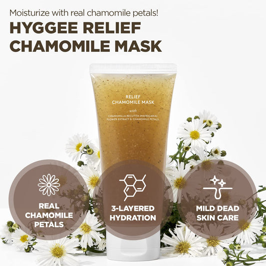 Relief Chamomile Mask - Wash Off Petal Mask With Bha & Chamomile Extract - Soothing & Gentle Exfoliation Treatment - Skin Relaxing & Hydrating Skincare, 3.21 Fl.Oz