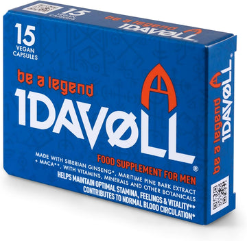 Idavoll 15 Capsules For Men 100% Natural For Men, Extra Strong For Optimal Stamina Performance Energy Boost & Health Support Zinc & L-Arginine Siberian Ginseng Vegan Made In Uk