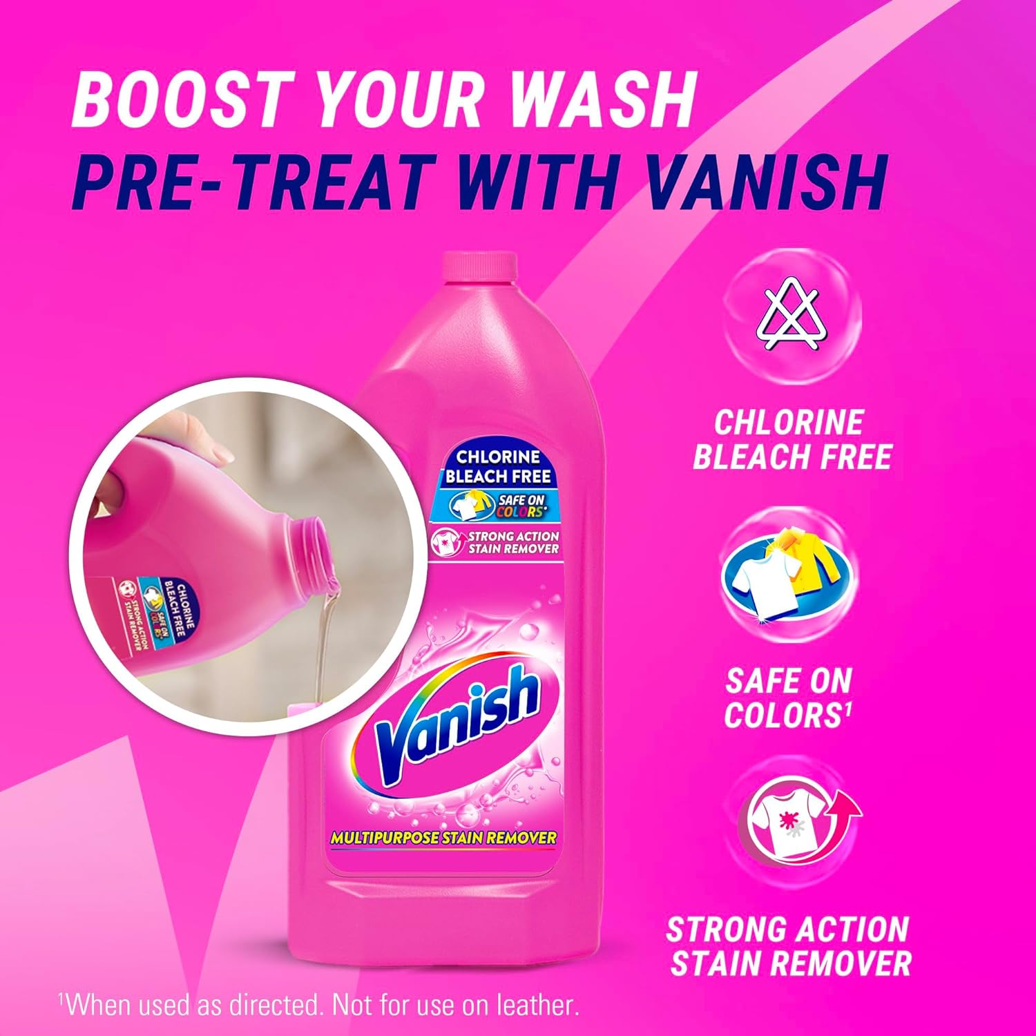 Vanish Pink Liquid Color Bleach Free Stain Remover 925ML : Health & Household