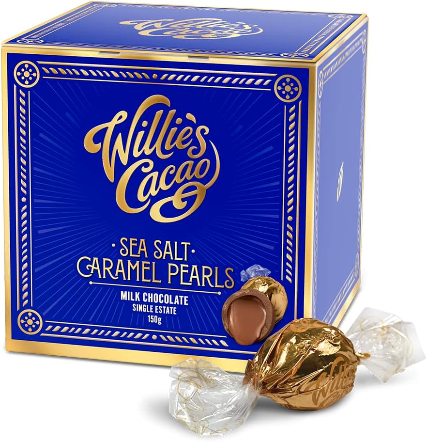 Willie'S Cacao - Salted Caramel Chocolate Gift Box - Individually Wrapped Pearls Of Dark Chocolate Filled With Molten Salted Caramel - 150G - Artisan Chocolate - 100% Natural