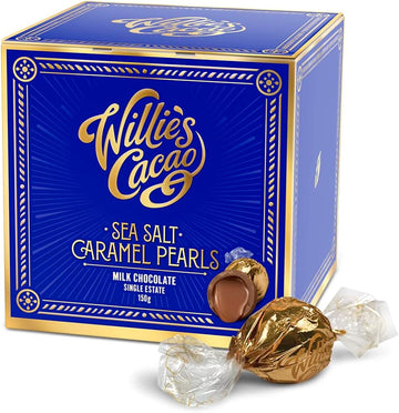 Willie'S Cacao - Salted Caramel Chocolate Gift Box - Individually Wrapped Pearls Of Dark Chocolate Filled With Molten Salted Caramel - 150G - Artisan Chocolate - 100% Natural
