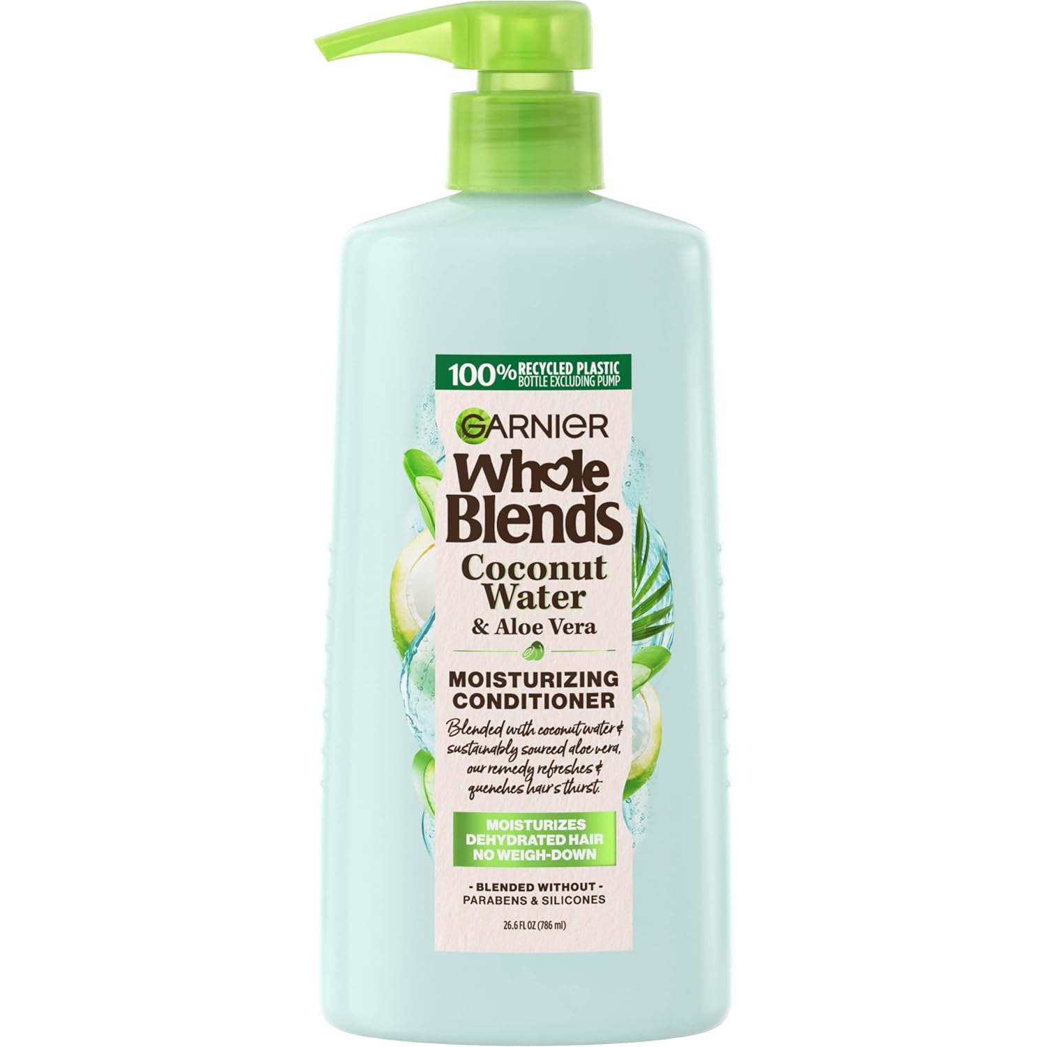 Garnier Whole Blends Coconut Water & Aloe Vera Refreshing Conditioner For Normal Hair, 26.6 Fl Oz, 1 Count (Packaging May Vary)