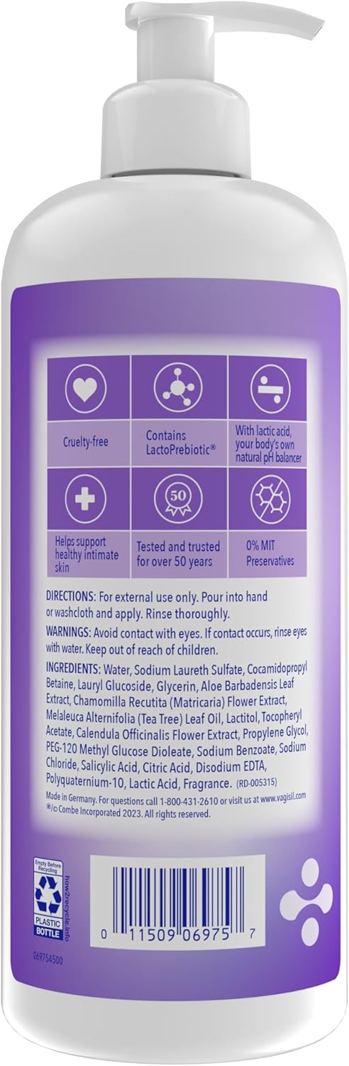 Vagisil Feminine Wash For Intimate Area Hygiene, Ph Balance, Gynecologist Tested, Hypoallergenic, 16.9 Oz With Pump