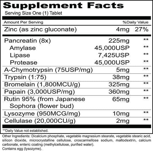 Priority One Vitamins Priority Zyme 45 Tablets - Clinically dosed high Potency proteolytic enzymes - Healthy inflammatory Response Due to Occasional strenuous Exercise