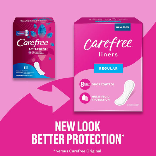 Carefree Panty Liners For Women, Regular, Unwrapped, Unscented, 120Ct | Pantiliners, Carefree Liners, Daily Liners For Women, Light Periods And Leaks, 8-Hour Odor Control | 120Ct (Packaging May Vary)