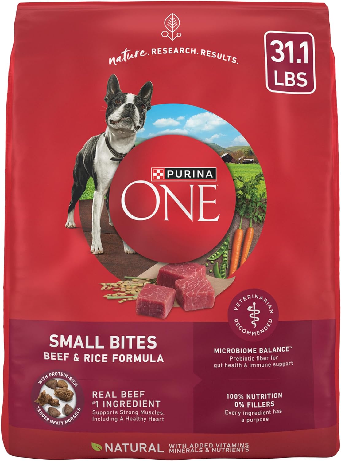 Purina ONE Small Bites Beef and Rice Formula Small High Protein Dry Dog Food Natural with Added Vitamins, Minerals and Nutrients - 31.1 lb. Bag