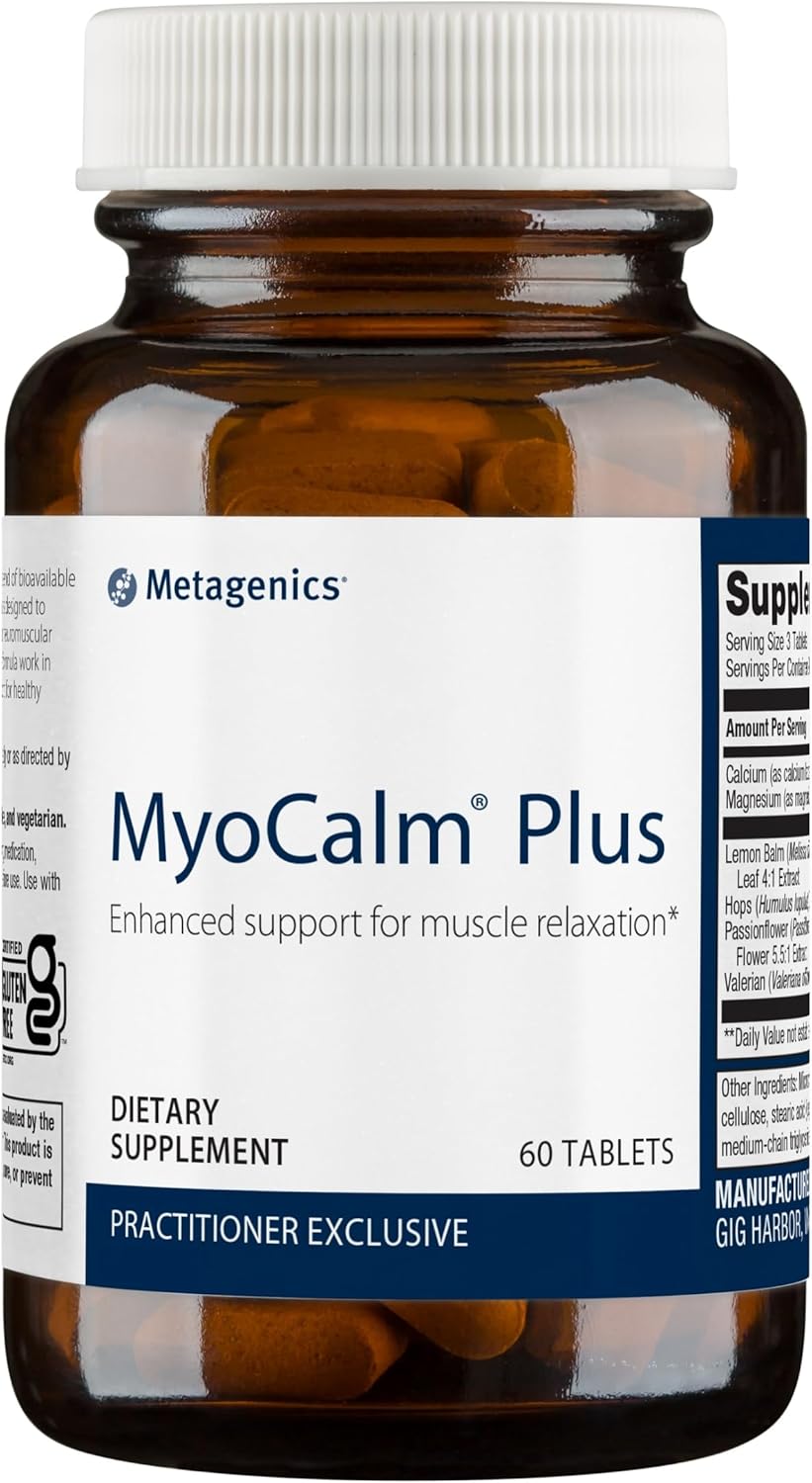 Metagenics Myocalm Plus - With Passionflower, Valerian Root, Magnesium & Calcium - Non-Gmo, Gluten-Free & Vegetarian - 20 Servings - 60 Tablets