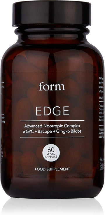 Form Edge - Natural Nootropic For Focus | Cognitive Supplement With Alpha Gpc, Bacopa Monnieri, Ginkgo Biloba & B Vitamins | Supports Memory, Calmness & Mental Performance