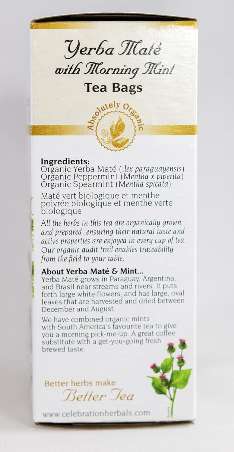 Celebration Herbals Teabags Herbal Yerba Mate With Morning Mint Tea Organic - 24 Herbal Tea Bags : Grocery Tea Sampler : Grocery & Gourmet Food