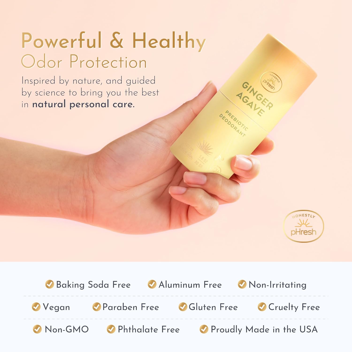 Honestly Phresh Twist-Up Deodorant | Baking Soda-Free, Prebiotic Formula | Aluminum-Free, Non-Irritating Deodorant Stick | All-Natural, Whole-Body Application | Glides On Clear - Ginger Agave : Beauty & Personal Care