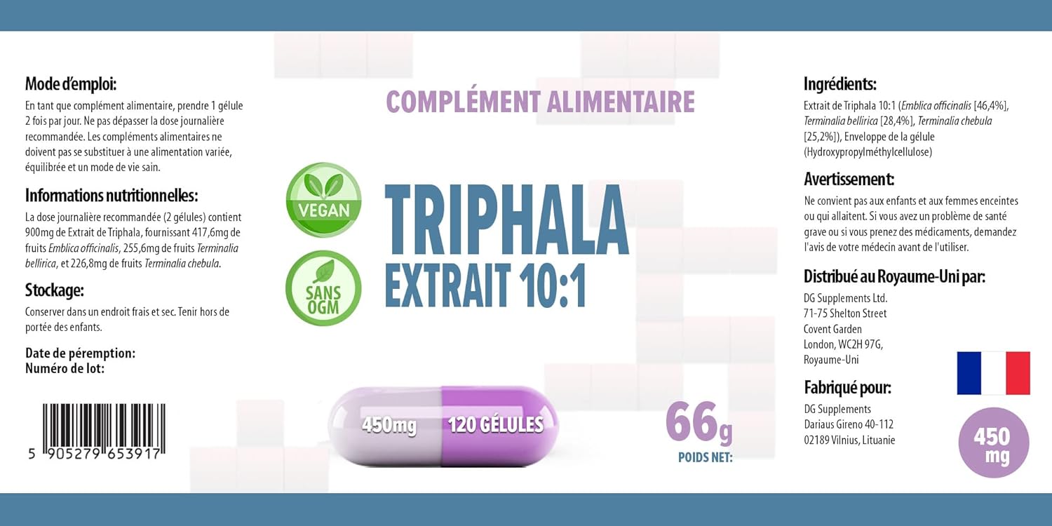 Hepatica Triphala Extract 10:1 (4,500Mg Equivalent) | 120 Vegan Capsules | High Strength Digestive & Gut Health Support | 3Rd Party Lab Tested | No Fillers, Gluten & Gmo Free