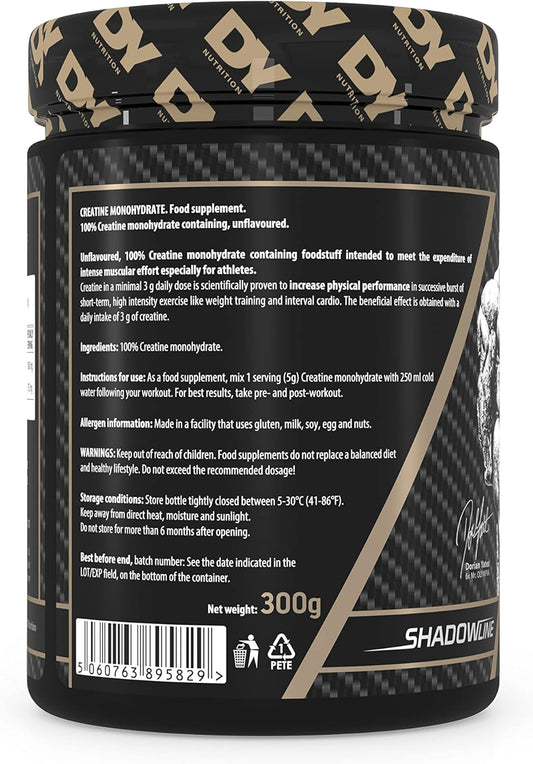 Dy Nutrition Pure Creatine Monohydrate Powder 300 G, Unflavoured X60 Servings, 2 Month Supply – Increases High Intensity Performance. Gluten Free, Vegan Friendly Supplement