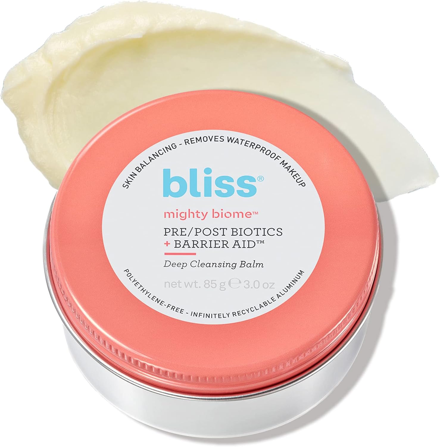 Bliss Mighty Biome Deep Cleansing Balm - 3.0 Oz - Dissovlves Waterproof Makeup & Impurities - Pre/Post Biotics + Barrier Aid - Antioxidants Balance Skin Barrier - Clean - Vegan