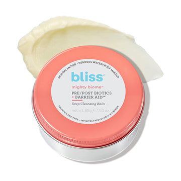 Bliss Mighty Biome Deep Cleansing Balm - 3.0 Oz - Dissovlves Waterproof Makeup & Impurities - Pre/Post Biotics + Barrier Aid - Antioxidants Balance Skin Barrier - Clean - Vegan