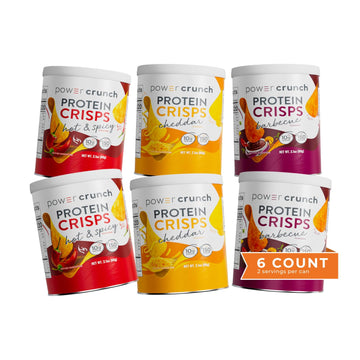 Power Crunch Protein Crisps Variety Pack, Cheddar, Hot & Spicy, Bbq, A Potato Style Protein Chip Snack, 10G Of Protein, 1.05 Ounces Per Serving (2 Of Each Flavor)