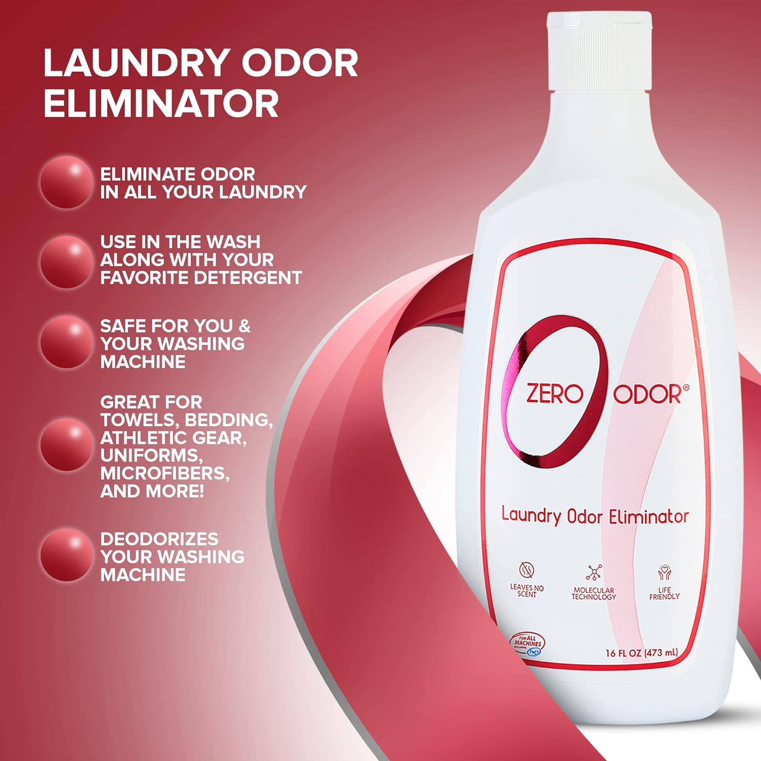 Zero Odor – Laundry Odor Eliminator - Permanently Eliminate laundry Odor – Patented Molecular Technology Best For Clothes, Towels & Linens, Shoes, Bags, Etc. - Smell Great Again, 16oz : Health & Household
