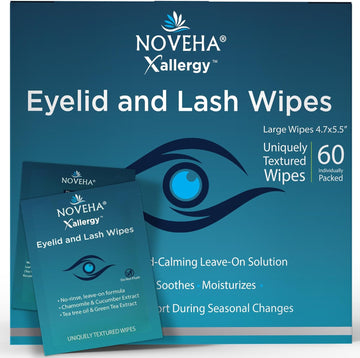 Noveha Allergy Relief Eyelid Wipes | Pre-Moistened Hypoallergenic Eye Cleansing Pads, Reduce Itchiness, Redness & Discomfort Caused By Allergy, Clean, Soothe & Remove Debris, Pollen & Other Irritants