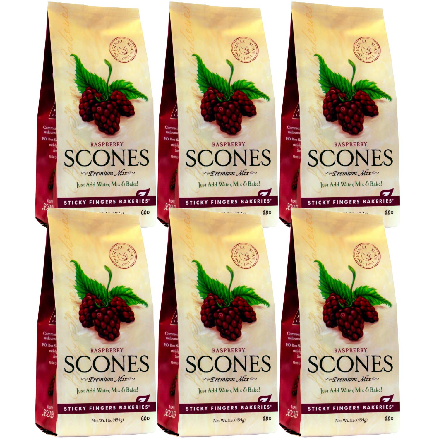 English Scone Mix with Raspberry by Sticky Fingers Bakeries – Easy to Make English Scones Fresh Baked, Makes 12 Scones (6pk)