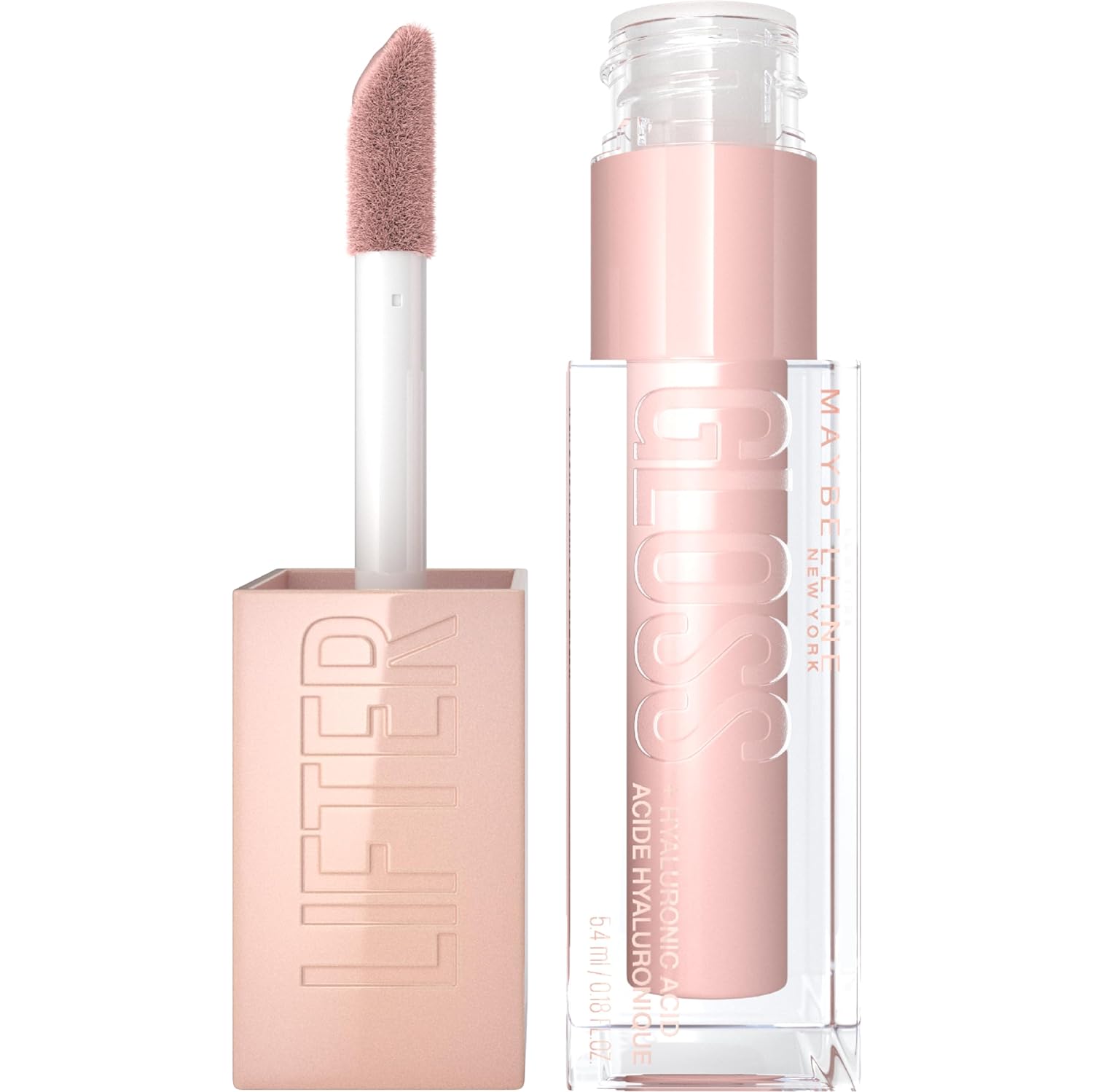 Maybelline Lifter Gloss, Hydrating Lip Gloss With Hyaluronic Acid, Ice, Pink Neutral, 0.18 Ounce