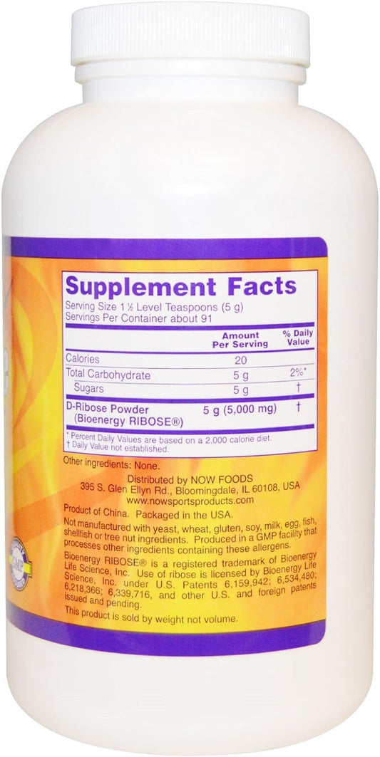 Now Foods D-Ribose Powder 1 lb (454 g) Pwdr