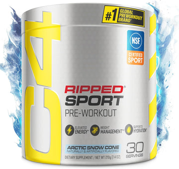 C4 Ripped Sport Pre Workout Powder Arctic Snow Cone - Nsf Certified For Sport + Sugar Free Preworkout Energy Supplement For Men & Women - 135Mg Caffeine + Weight Loss - 30 Servings