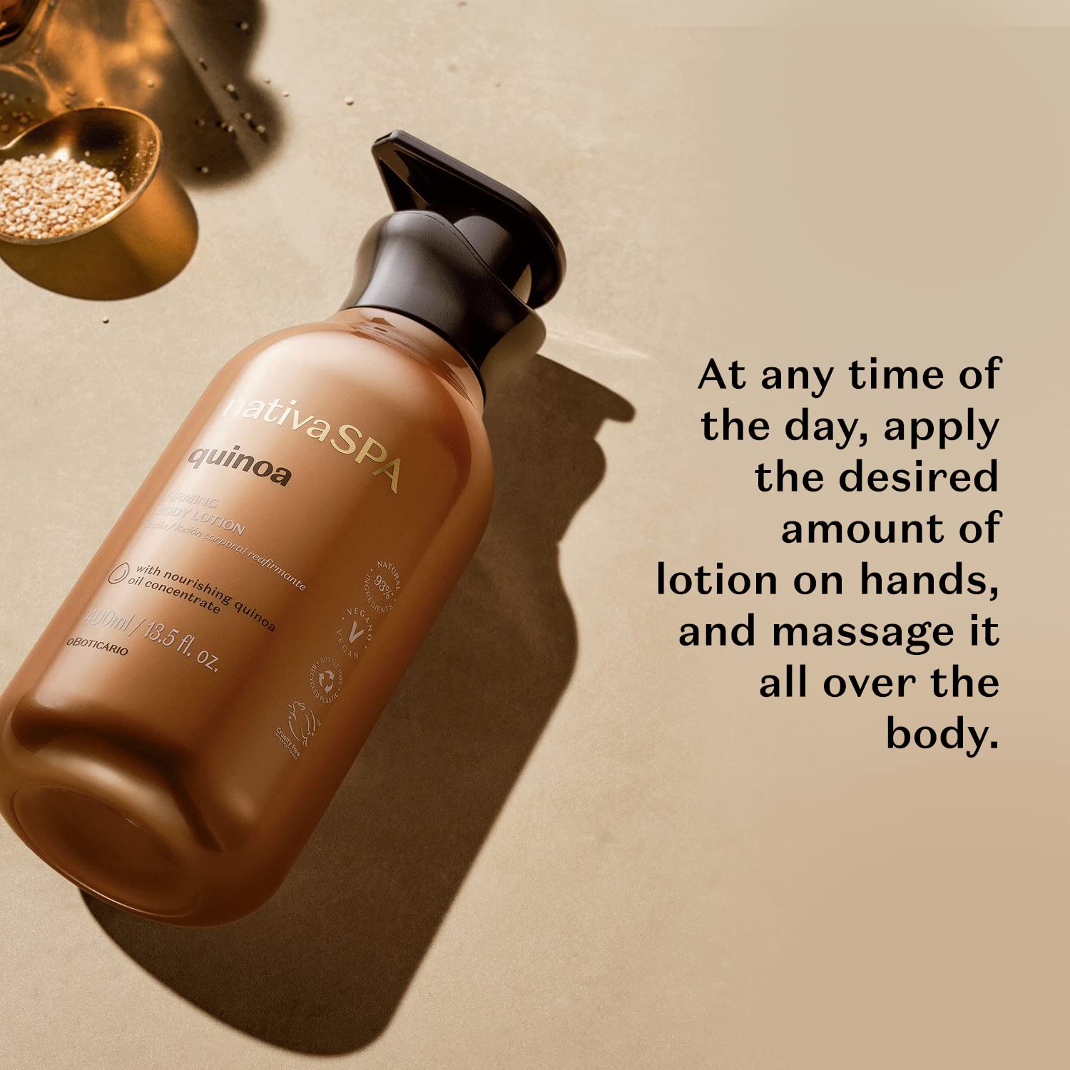 Nativa Spa By O Boticário, Quinoa Firming Ritual Bundle: Body Lotion (13 Fl Oz) And Body Oil (6.8 Fl Oz) : Beauty & Personal Care