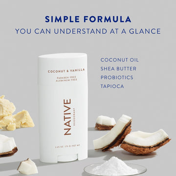 Native Deodorant Contains Naturally Derived Ingredients, 72 Hour Odor Control | Deodorant For Women And Men, Aluminum Free With Baking Soda, Coconut Oil And Shea Butter | Unscented