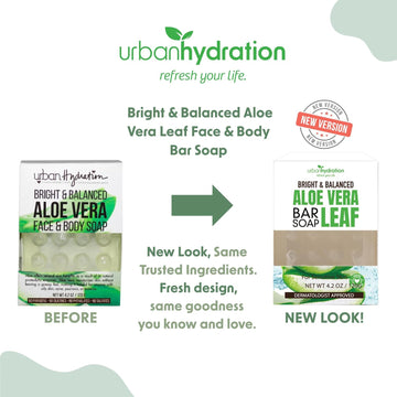 Urban Hydration Aloe Vera Face & Body Bar Soap 6 Pack | Suitable For Daily Use, Silicone, Paraben, Polybead And Sulfate Free, Safe For Oily, Psoriasis And Eczema Prone Skin | 4.2 Ounces