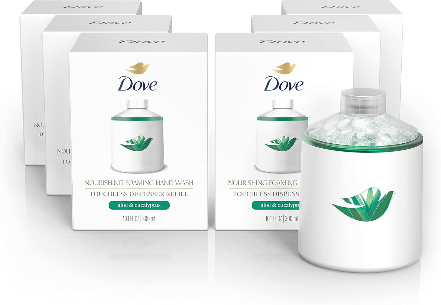 Dove Nourishing Foaming Hand Wash Touchless Dispenser Refill Aloe And Eucalyptus Moisturizing Hand Wash For Lasting Nourishment 10.1 Oz 6-Pack