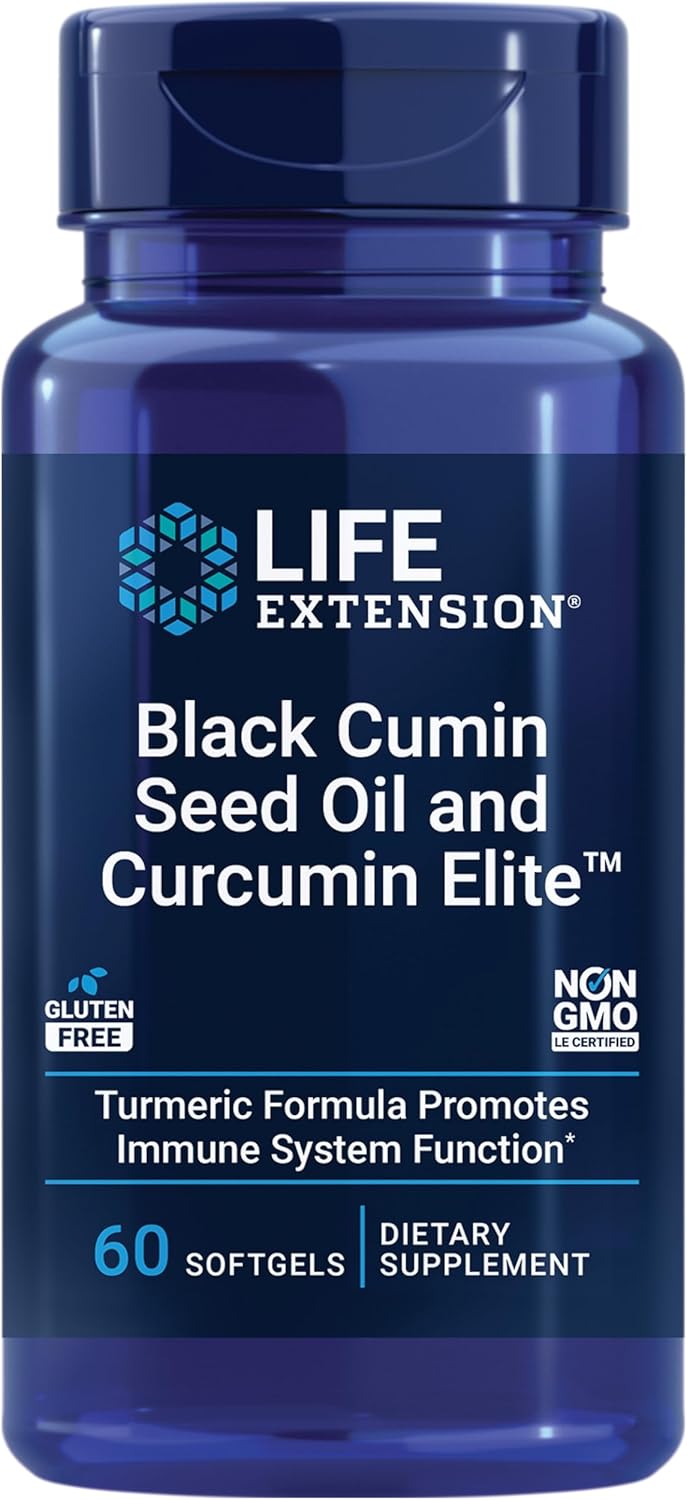 Life Extension Black Cumin Seed Oil & Curcumin Elite Turmeric Extract - Supplement - Formula For Healthy Immune System & Whole-Body Health- Gluten Free, Non-Gmo - 60 Softgels