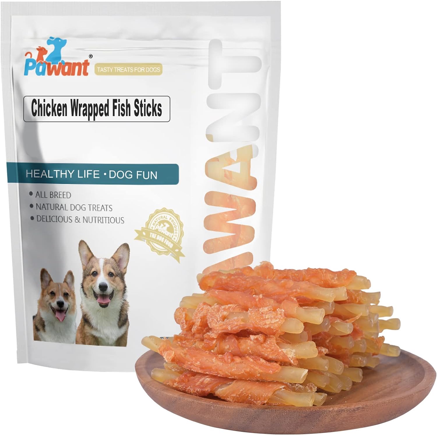 Dog Treats Soft Chews Rawhide Free Chicken Wrapped Cod Sticks for Puppy Training Snacks Dog Chews Treats 0.5lb/227g