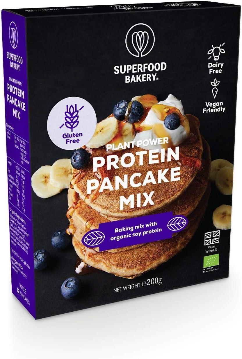 Supergood Bakery Plant Power Vegan Protein Pancake Mix (1 X 200G) Gluten Free Pancake Mix, Dairy Free Batter Mix, All Natural Protein Waffle Mix, Superfood Bakery Pancake Mix, Makes 12 Pancakes