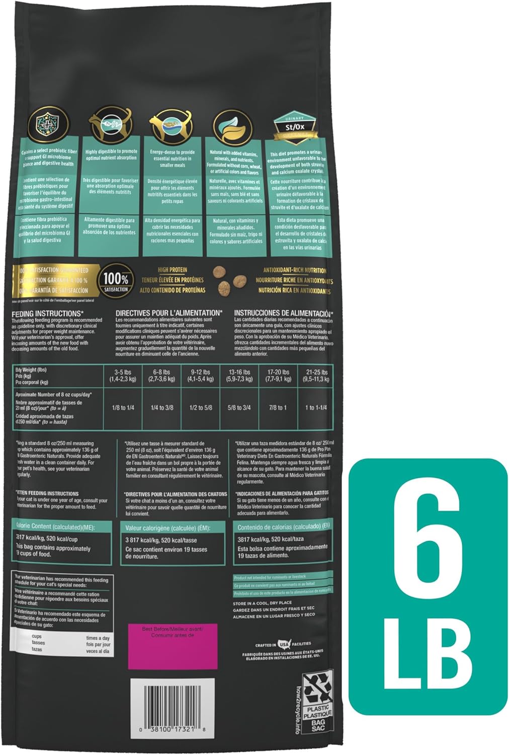 Purina Pro Plan Veterinary Diets EN Gastroenteric Naturals Feline Formula Dry Cat Food - 6 lb. Bag : Pet Supplies