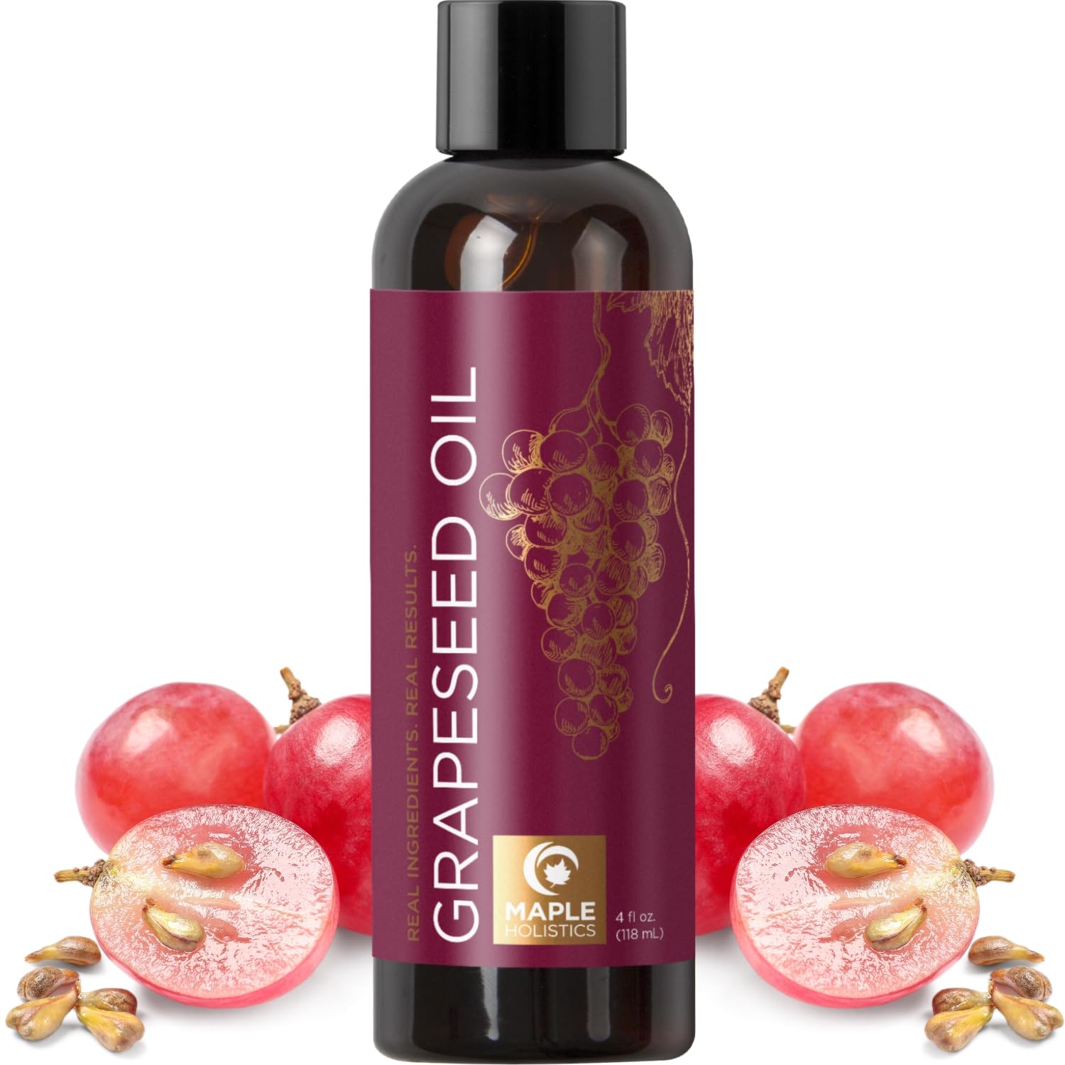 Pure Grapeseed Oil For Skin Care - Cold Pressed Grape Seed Oil Liquid For Skin With Moisturizing Carrier Oil For Essential Oils Mixing - Natural Vitamin E Anti Aging Body Oil For Dry Skin And Hair
